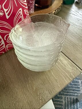 Textured Clear Glass Serving Bowls - Set Arcoroc France